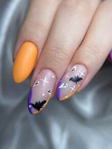 10pcs Halloween Nail Foil Stickers, Cartoon Pumpkin, Spider, Witch, Ghost, Skeleton Patterns, Suitable For 3D Nail Art Decoration (No Adhesive Backing) - Multicolor - View 9