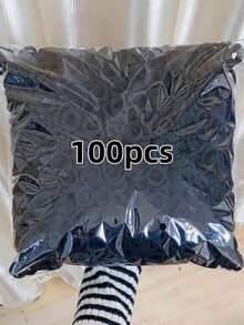 100/200/300/500件/組 高彈性純色糖果色可愛毛巾髮圈 母日禮物 - 黑色 - 查看 8