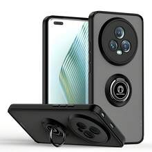 Compatible With Honor 90 Lite 5G Phone Case TPU + Hard PC Magnetic Ring Car Mount Cover - Black - View 8