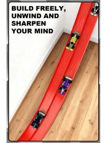 Extra Long Flexible Bendable DIY Track Racing Toy With Strong Suction Cups For Wall And Tabletop Secure Mounting, Dual Track 2-Player Competitive Racing, Customizable 360° Loop Stunt Track, Smooth Burr-Free Material, Parent-Child Interactive Educational Sliding Car, Space Imagination Training Gift For Boys - Multicolor - View 13