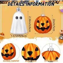 Set Ornamen Gantung Halloween 12 Buah – Dekorasi Datar 2D Berisi Hantu Perak Lucu dan Emas – Ideal untuk Pohon Halloween dan Dekorasi Pesta di Rumah - MultiWarna - View 5
