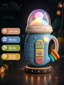 1pc Baby Pacifier Rattle Toy Educational With Light, Music And Sound For Soothing And Calming Infants, Newborns And Toddlers, Birthday Gift - Pink - View 6