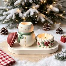 SILIKE LUFEI Clay Silicone Mold 4pcs Christmas Snowman Storage Box & Hemp Rope Candle Holder & Oval Tray Set Decor Mold, Suitable For Making Resin, Gypsum, Candle, Aromatherapy Products, Home Decor Display Silicone Mold - Silicone Mold - View 3
