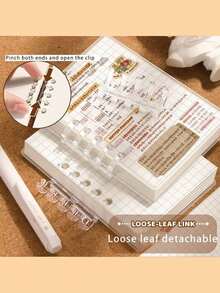 Easy-To-Use Transparent Loose-Leaf Notebook, Includes 80 Detachable Pages, Designed As A Mini Notebook With Lined Grid, Perfect For School And College Notes, Or Back To School Use. School Supplies - A7 Binder Notebook - View 9