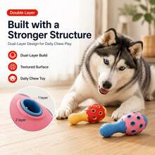 1pc Durable Dog Chew Toy, Night Walk Boredom Buster, Silicone Teething Interactive Pet Toy - Multicolor - View 1