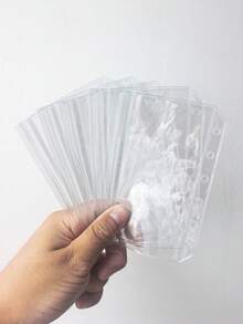 5pcs PVC Binder Pockets, 6-Hole Sealed Bags, A5/A6/A7/M5 Sizes Available. Ticket/Cash/Card/Photo Classification Storage. Office Storage Supplies - Multicolor - View 9