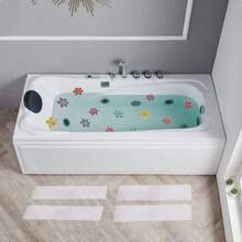 10 Pieces Random Color Of Anti-Slip Flower Stickers Bathroom Bathtub Cartoon Alphabet Dog Paw Flower Color Waterproof Non-Slip Stickers Peva Non-Slip Stickers, - Multicolor - View 2