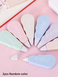 1/6pcs Macaron Color Correction Tape, High Aesthetic, Convenient, Excellent Coverage, Smooth Application, No Jamming Or Breaking, Suitable For Document Correction, Note Revision, Journaling, Back To School, Christmas Gift, Halloween Gift, Thanksgiving Gift - A - View 2