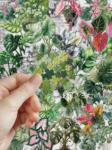 50張綠色植物工作坊貼紙 PET材質，適合成人、青少年貼紙愛好者，可用於剪貼簿、筆記本、筆電、手機殼、行李箱及吉他裝飾 - A - 查看 7