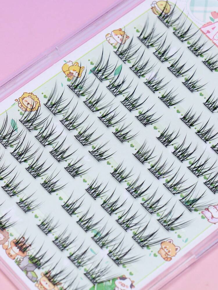 No Glue Needed Self Adhesive Cluster Eyelashes Natural Wispy Individual False Lashes Reusable Self-Stick Lash Clusters Light Comfortable Diy Eye Makeup Segmented Fake Eyelashes For Daily Dating Party - C - View 4