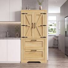 Natural MDF Sideboard, Credenza - 60x30x128cm - Natural - View 2
