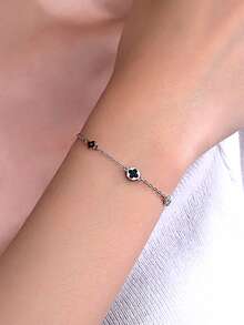 1pc S925 Sterling Silver Elegant Minimalist Hollow Four-Leaf Clover Women's Bracelet, Niche Gentle Fresh Design, Fashionable Versatile Thin Chain Hand Jewelry, Gift For Girlfriend, Best Friend, Birthday, Anniversary - Four Leaf Clover - View 4