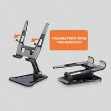 Foldable Phone Stand, Phone & Tablet Cooling Base, Desktop Phone Cooling Stand - Black - View 12