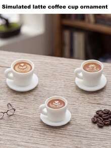 Resin Mini Latte Art Coffee Cup Pendant, Miniature Resin Beverage Cup Figurine, Suitable For DIY Bakery, Coffee Shop Decoration, Home Desktop Decor - Multicolor - View 6