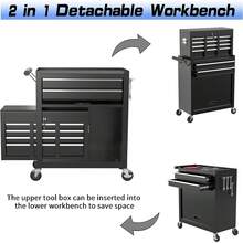8 Drawer Rolling Tool Chest, High Capacity Tool Box Storage Cabinet With Lockable Wheels And Drawers, 2 In 1 Portable Toolbox Organizer System For Garage Warehouse Repair Shop, - BlackRed - View 7