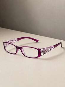 1pc Women's Vintage Floral Decor Narrow Frame Clear Lens Glasses, Y2K Style Transparent Lens, Hort Girl Style Suitable For Daily Use, Including Computer Work, Reading And Gaming, Holiday Parties - Multicolor - View 11