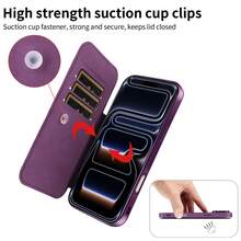 1pc Flip Full Coverage Phone Case Compatible With Apple 17 Pro Max A56 Magnetic Transparent Protective Cover With Card Slot Anti-Drop Leather Case - Purple - View 7