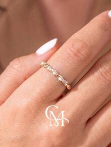 1pc 925 Sterling Silver Twisted Donut Design Ring, Elegant Jewelry Gift For Women, Suitable For Dates - Line Twist - View 4