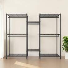 Perchero Negro Resistente - Estantería de Ropa Ajustable y Portátil - Negro - Ver 9