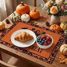 2/4/6/8pcs Halloween Pumpkin Ghost Face Print Rectangular Placemats, Suitable For Home, Hotel, Restaurant, Holiday Celebration, Banquet Table Decoration, Autumn/Winter Home Decor - Multicolor - View 4