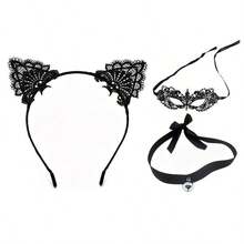 Halloween Bunny Girl Headband Set Cosplay Prop Rabbit Ears Headband Party Headpiece - Multicolor - View 4