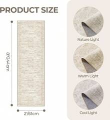 Alfombra de pasillo antideslizante para dormitorio, alfombra lavable con reverso de goma - Alfombra suave de pelo corto para cocina, lavandería, baño (61 x 244 cm, beige/marfil) - Albaricoque - Ver 2