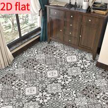 10PCS Retro Black And White Floral Self-Adhesive Tiles, Featuring European Geometric Pattern Design, Made Of Waterproof And Moisture-Resistant PVC Material. Suitable For Use In Bathrooms, Showers, And Kitchen Countertops/Wall Renovations. - CZT7074 - View 12