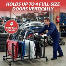 4 Door Storage Rack Cart With Locking Casters & Protective Foam Padding, Automotive Mobile Bracket Holder & Stand For Garage, Warehouse & Workshop, Black - 1 - View 6