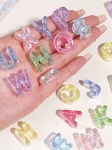 52pcs Acrylic 3D Transparent Colorful Large Hole Jelly Creative Letter Beads, Suitable For Handmade DIY Materials, Jewelry Making Materials, Keychains And Party Decorations, Cute Style, Ideal Accessories For Creative Handmade Crafts - Upgraded Version (UV Process) - View 8