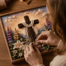 3D Christian Fabric Poke Art Kit, 3D Fabric Poke Art Kit For Adults With Pre-Cut Squares, Religious DIY Craft Kit For Christian Home Decor & Faith Gifts (#D) - #a - View 2