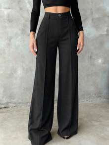 Women's Elegant Straight-Leg Pants For Commuting - Black - View 4