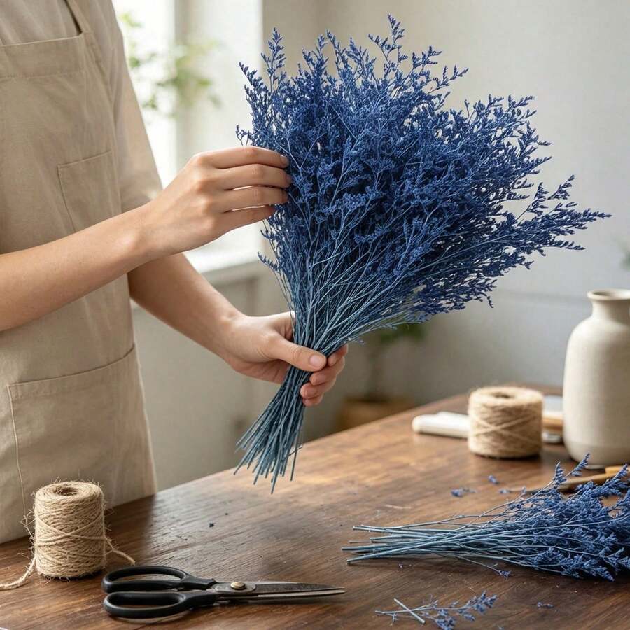 50/80g Artificial Lover's Grass, For Home Decor, Floral Arrangement, Wedding Decoration, Bouquet Making, Holiday Accent, Bohemian Style Photo Prop - Blue - View 1
