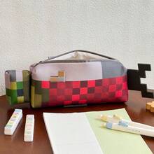 1pc Pixel Game (My World) Salmon Color Pencil Case, MC Stationery Storage Bag, Pixel Style Pencil Case, Cosmetic Storage Bag, Digital Storage Bag, Small Item Storage Bag, Suitable For Study, Work, Travel And Daily Use, Perfect For Students And Women, Back To School, School Supplies, Gift - A - View 5