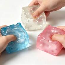 Transparent Cheese Stress Squeezer, Slow Rebound, Highly Malleable, Creative "Tofu Ball". Palm-Sized Squeeze Toy, Designed For Adults, Novel Stress Relief Gadget, Perfect As A Fun And Quirky Birthday Or Holiday Gift - Multicolor - View 3