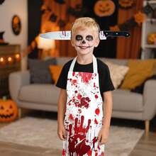 1pc Halloween Kids Apron With Design For Haunted House Costume, Realistic Horror Character Cosplay Accessory, Suitable For Party - Multicolor - View 7