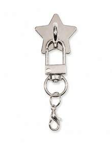 Silver Metal Heart Star Moon Keychain Clip, Swivel Lobster Clasp Key Ring Connector, DIY Bag Charm Accessory, Multi-Purpose Pendant Hook For Handmade Ornament - Multicolor - View 9