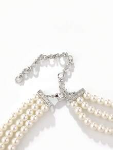 1set Multi-Layer Beaded Necklace + Earrings, Floral Set, Elegant Accessories For Women, Women's Jewelry Set, Pearl, Zirconia Decor, Premium Gift For Women - Jewelry Sets - View 11