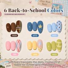 Beetles 6 Colors That Girl Routine Gel Nail Polish Set, Back-To-School Fall Gel Kit With 2-In-1 Nail Art Pen, Star & French Nail Stickers, Long-Lasting Soak Off UV LED Gel For Salon & DIY Manicures - 6 Colors That Girl Routine - 查看 2