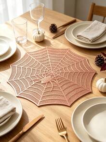 1/4/6 buah Alas Meja PVC Motif Jaring Laba-laba dengan Lapisan Emas, Cocok untuk Dekorasi Meja Pesta Pernikahan, Alas Meja Halloween, Alas Mesin Kopi, Alas Anti Selip dan Tahan Panas, Cocok untuk Pesta Pernikahan, Perayaan Hari Raya, Piknik, Berkemah, dan Dekorasi Meja Pesta Ulang Tahun - MultiWarna - View 5