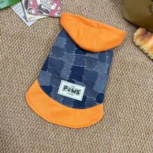 Colorblock Patchwork Denim Hooded Pet Vest, Versatile Outdoor Sweatshirt Jacket For Small Cats And Dogs - Orange - View 2
