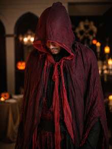 Adult Halloween Hooded Ripped Cape Cloak Set, Suitable For Costume Party, Cosplay, Haunted House Decoration, Gift For Halloween Party Enthusiasts - Multicolor - View 2