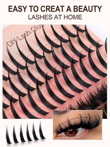 140/150 Pcs D-Curl Fluffy False Eyelash Clusters, Super Thick & Long Lash Clusters, Curled Individual Lashes, Thin & Long Lashes, Cartoon Effect Long Lashes, Suitable For Beginners Home Use. - Multicolor - View 5