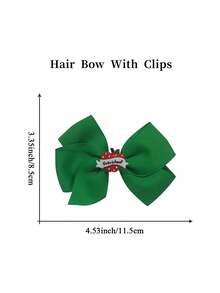 2Pcs Red Hair Clips ABC Blackboard Children Hair Bow Back To School Hair Barrettes For Girls Cute Kids Hairbows For First Day Of School - Green - View 5