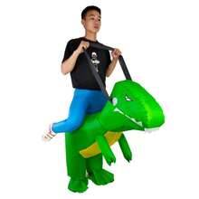 萬聖節聖誕派對綠色恐龍充氣服裝，中性充氣服裝，節日個性化充氣服裝，附吹風機，不含電池 - L碼適合身高1.5-2米 - 查看 5