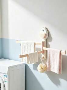 1pc Suction Wall Mounted Kitchen Cloth Storage Rack, 3 Tier Rotatable Drainage Towel Holder, Multi Purpose Household Organizer Rack With Hollow Drainage Design, Space Saving Plastic Accessory For Kitchen Bathroom Daily Storage - Multiple Colors and Styles - View 4