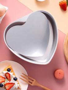 Heart Shaped Cake Pan With Removable Bottom, Nonstick Aluminum Cheesecake Mold, Mother's Day Birthday Wedding Bakeware - Silver - View 6