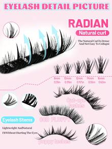 Eimny 340Pcs Manga Cluster Eyelash Extensions Featuring C-Curl. DIY Lash Extension Kit For Home Beauty, Equipped With Lash Glue, Tweezers, Lash Brush. Suitable For Daily Work, Weddings, Stage Performances, Outdoor Activities And Music Parties. - Multicolor - View 4