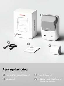 Máy in nhãn Niimbot B1 203DPI mini cầm tay in nhiệt, nhãn dán keo 20-50mm, kết nối Bluetooth không dây với điện thoại - Nhiều màu - Xem 9