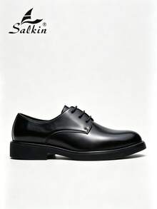Salkin 復古奢華設計男士正裝鞋 繫帶圓頭德比鞋 優雅紳士正式鞋 適合商務通勤 柔軟舒適 辦公日常 返校學生鞋 情侶約會浪漫晚宴男鞋 節日禮物 婚禮新郎鞋 全季節適用 - 黑色 - 查看 3