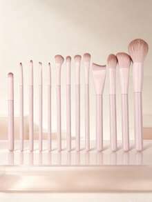 7/10/13pcs Pink Makeup Brush Set, Soft Synthetic Bristles For Face Foundation, Blush, Eyeshadow, Concealer, Professional Beauty Tool - Pink - View 5